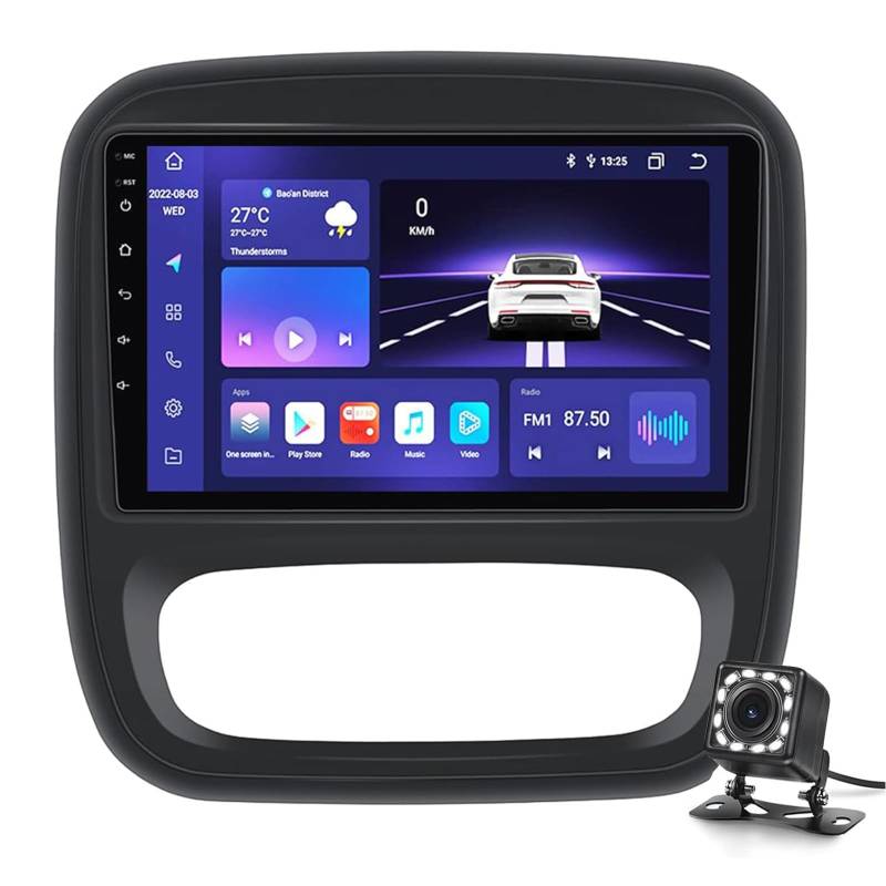 Double Din Carplay Android 14 Auto-stereo Für R-enault Trafic 3 2014-2018 Gps-navigation 9 'touchscreen Video Player Mit Drahtlosen Carplay Android Auto Bluetooth Gp(Color:M6 Pro Plus 3:8core 8+258GB) von Keoaiob