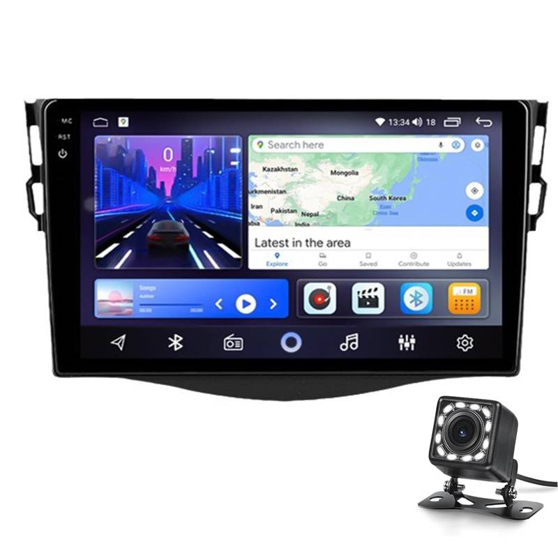 Für Rav4 2007-2012 Stereo Mit Drahtlosen Telefon Carplay Android Auto Screen Für Auto, 9 "touchscreen Sat Nav Autor Stereo Stereo Stereo Stereo Stereo Spiel Milror Link Musik Video S(Size:8G+128G 2K) von Keoaiob