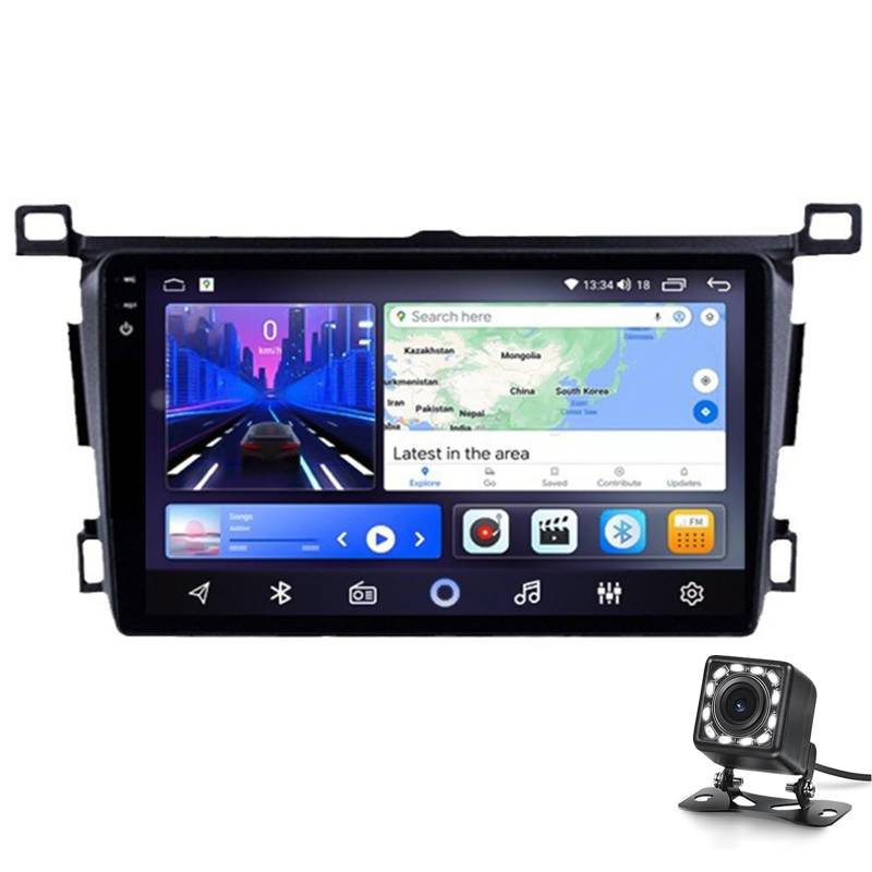 Für Rav4 2016-2018 Stereo Mit Drahtlosen Telefon Carplay Android Auto Screen Für Auto, 9 "touchscreen Sat Nav Autor Stereo Stereo Tragbares Auto Spielen Sie Mirror Link Musikvideo Si(Size:8G+256G 2K) von Keoaiob