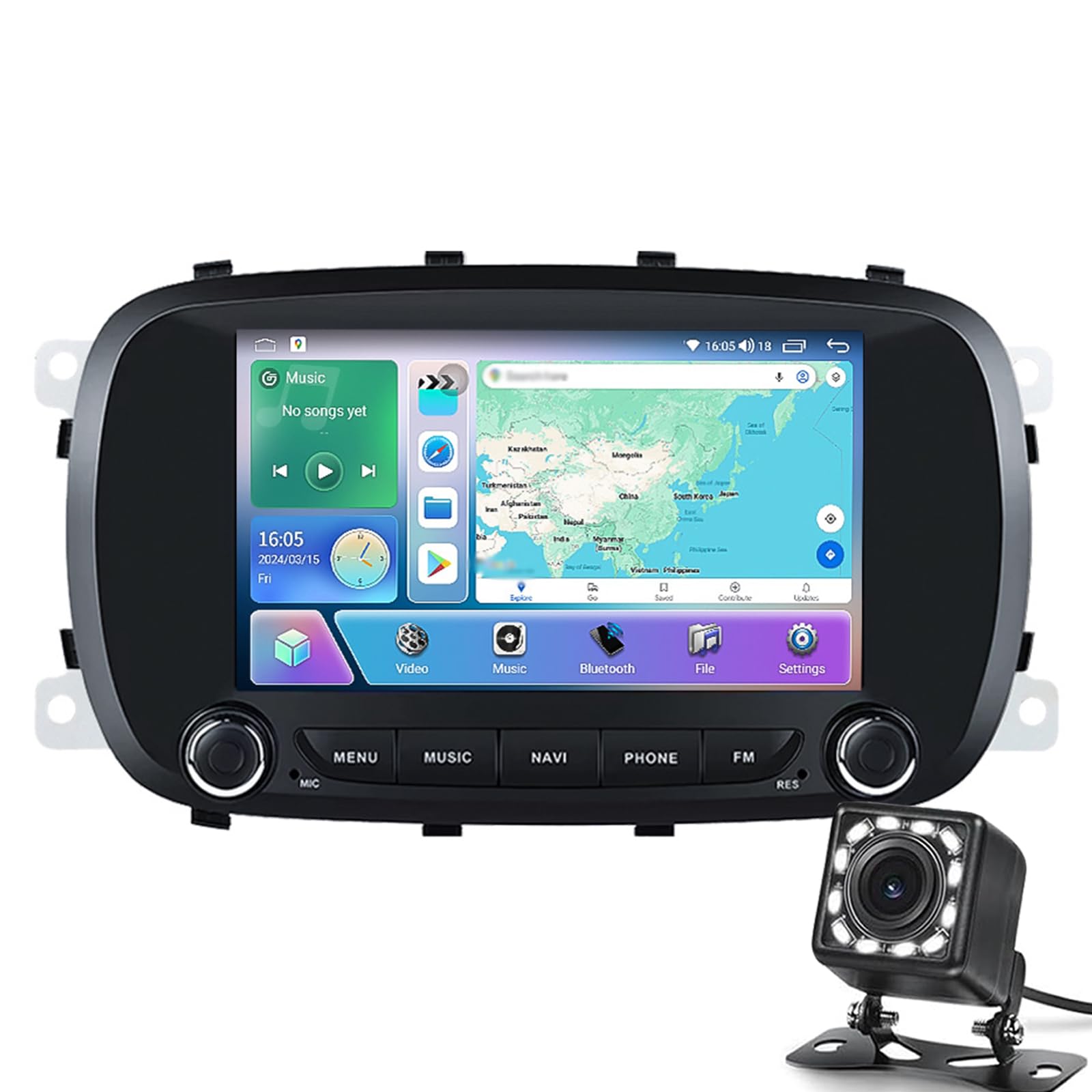 Keoaiob 7 Zoll Android 13 DAB+ Autoradio GPS Für FIAT 500X 2014-2020 mit Navigation DSP WiFi 4G Bluetooth RDS Canbus SWC Unterstützt CarPlay Android Auto RDS OBD2 TPMS Bildschirm(Size:M6:8+128GB) von Keoaiob