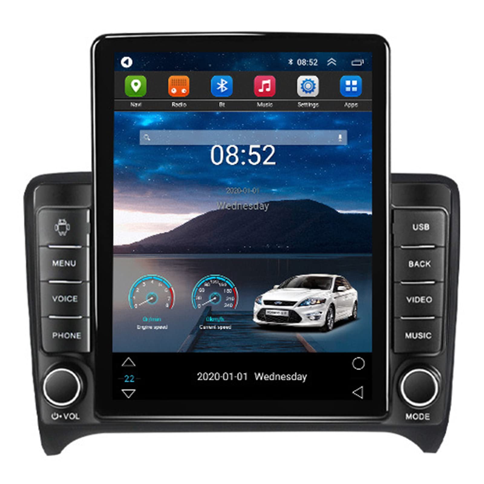 Keoaiob 9,7 Zoll Android 14 Auto Stereo Für Tts 2006-2012 Double Din Vertikales Touchcreen Car Radio Mit Bluetooth Fm-radioempfänger Unterstützung WiFi GPS Mirror Link Bluetoot(Color:M200S) von Keoaiob