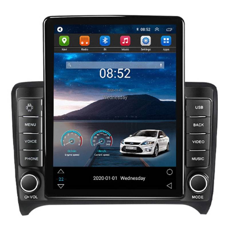 Keoaiob 9,7 Zoll Android 14 Auto Stereo Für Tts 2006-2012 Double Din Vertikales Touchcreen Car Radio Mit Bluetooth Fm-radioempfänger Unterstützung WiFi GPS Mirror Link Bluetoot(Color:M200S) von Keoaiob