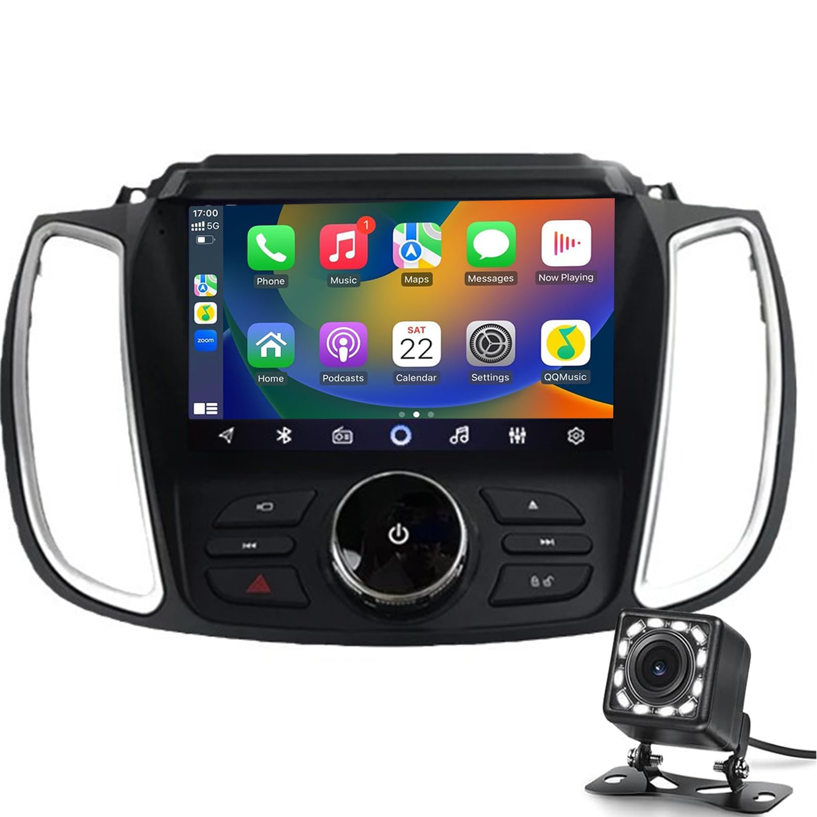 Keoaiob Android 13 Autoradio Für Ford Kuga 2 Escape 3 2012-2019 Mit Wireless CarPlay Android Auto, 9" IPS GPS Radio Mit WiFi Bluetooth Mirror Link EQ FM RDS SWC Rückfahrkamera(Size:6G+128G 2K) von Keoaiob