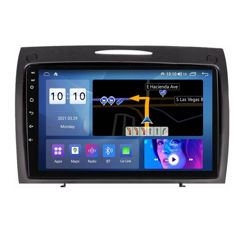 Keoaiob Android 14 Auto-Radio-Stereo-GPS-Navigation Für SLK-klasse R171 R172 2004-2011 Doppel-din-Auto-Radio, 9 Zoll Touchscarplay Bluetooth Fm Am RDS Dsp Heckkamera Lenkradsteuerung(Color:M100S) von Keoaiob