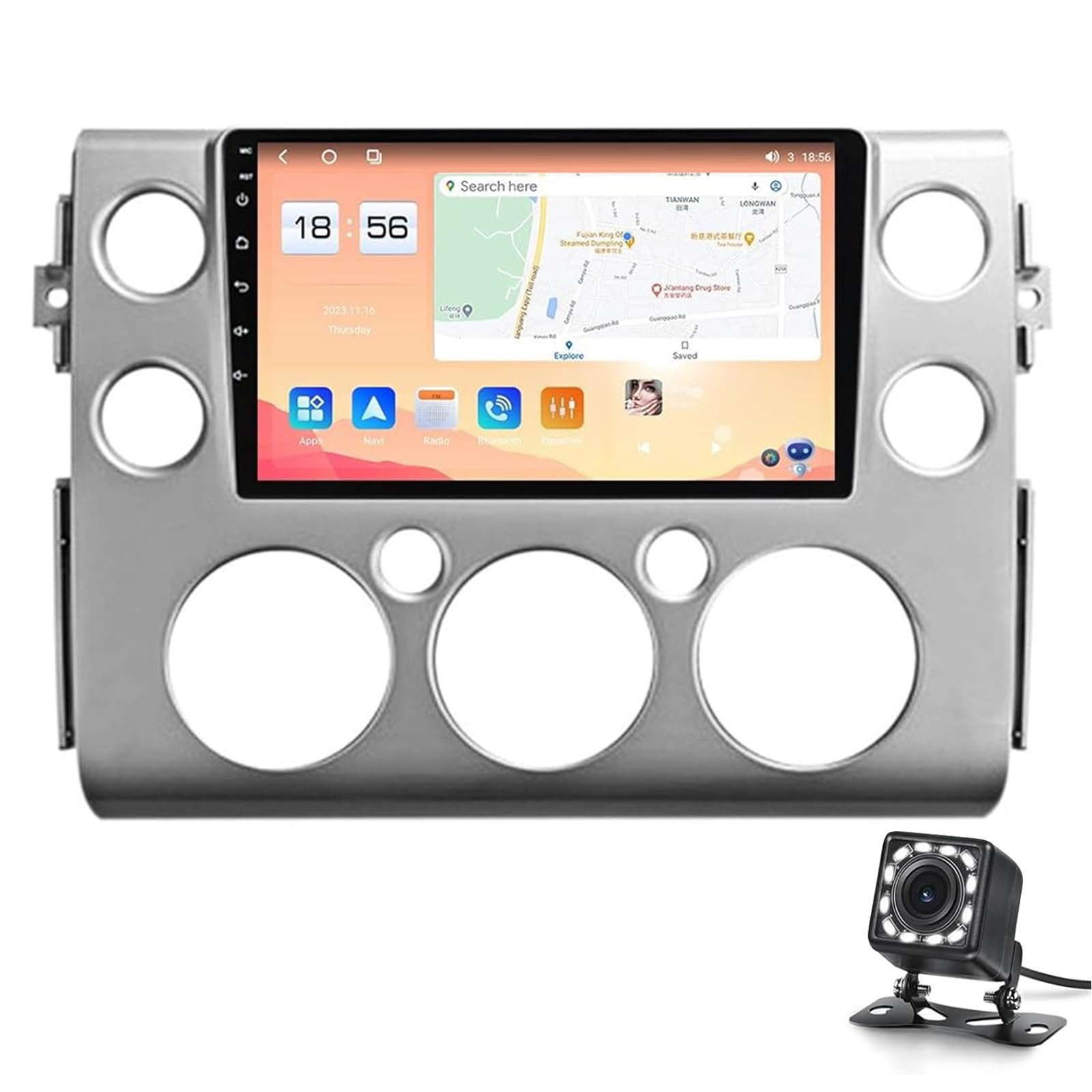 Keoaiob Android 14 Auto Stereo 9-Zoll-touchscreenkompatibel Mit Fj Cruiser J15 2006-2020, Eingebaute Carplay- Und Android Auto GPS-Navigation WiFi Bluetooth Fm RDS Mirror Li von Keoaiob