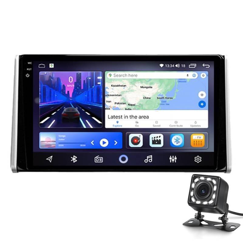 Keoaiob Android 14 Auto Stereo Fit Für Rav4 2019-2021 Eingebaute Carplay/Android Auto/GPS 9 Zoll Touchscreen-dab/mirrorlink/Bluetooth 5.0/lenkradsteuerung(Size:8G+128G 2K) von Keoaiob