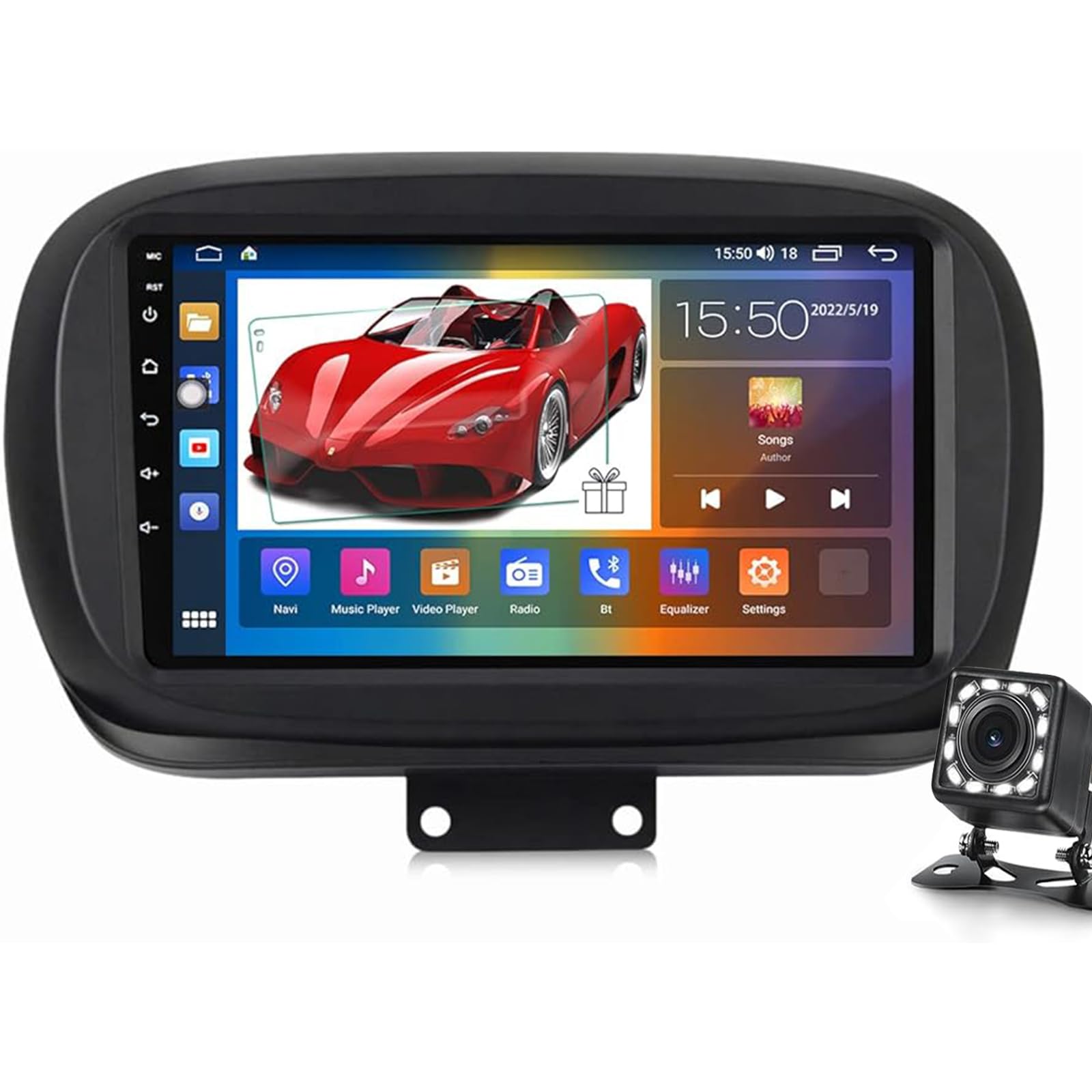 Keoaiob Android 14 Head Unit Double Din Car Stereo Sat NAV Für FIAT 500x 2014-2020 Radio GPS Navigation 9 'mp5 Multimedia Video Player Fm-empfänger Mit 4g 5g WiFi SWC Ahd-Kamera(Color:M100S) von Keoaiob