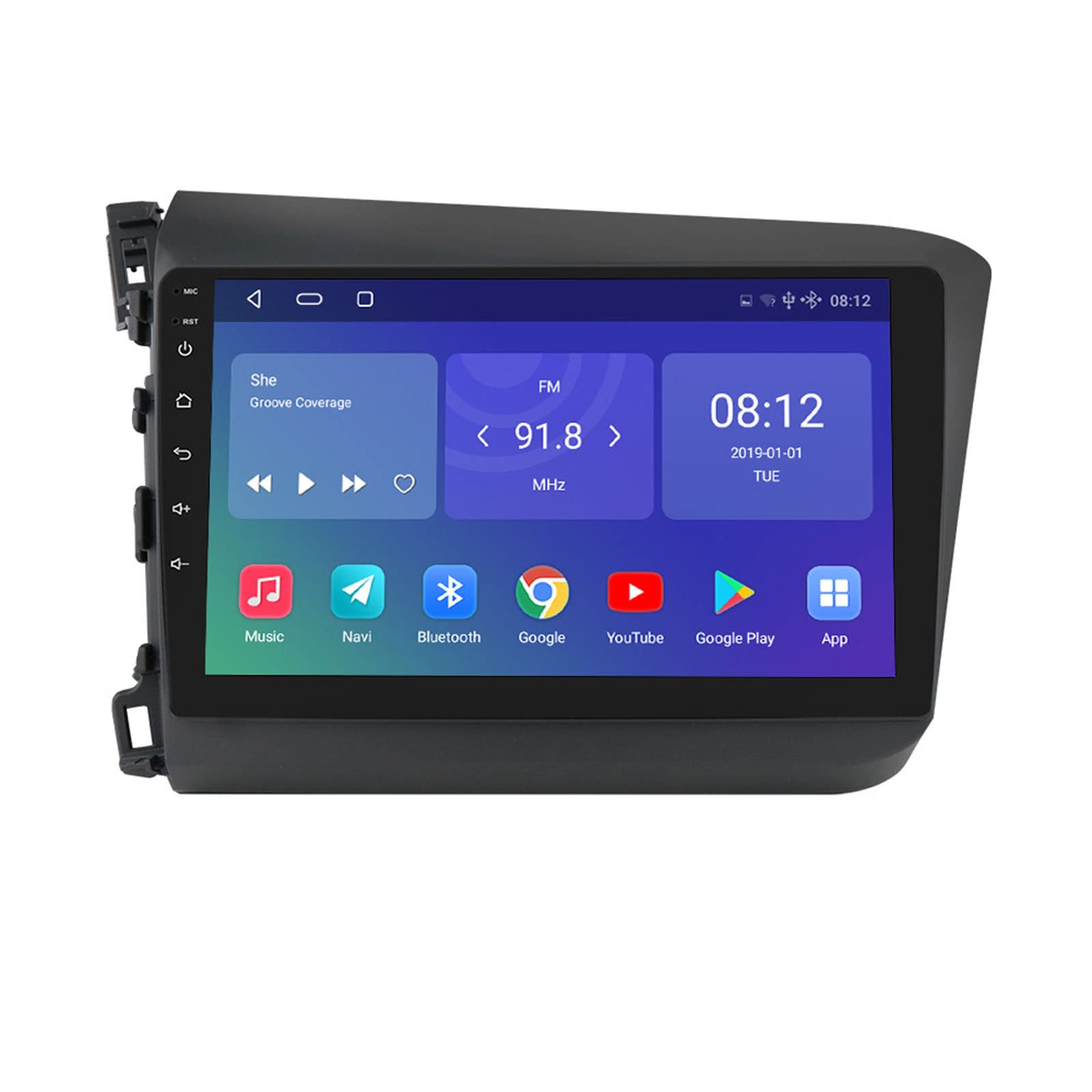 Keoaiob Android Autoradio Für 2012 2013 2014 2015 Ho-nda Civic Navigation IPS Touchscreen Multimedia-Player Unterstützt 4g Carplay SWC WiFi Mirror Link Dsp(Size:8 core 4G+WiFi 6G+128G) von Keoaiob