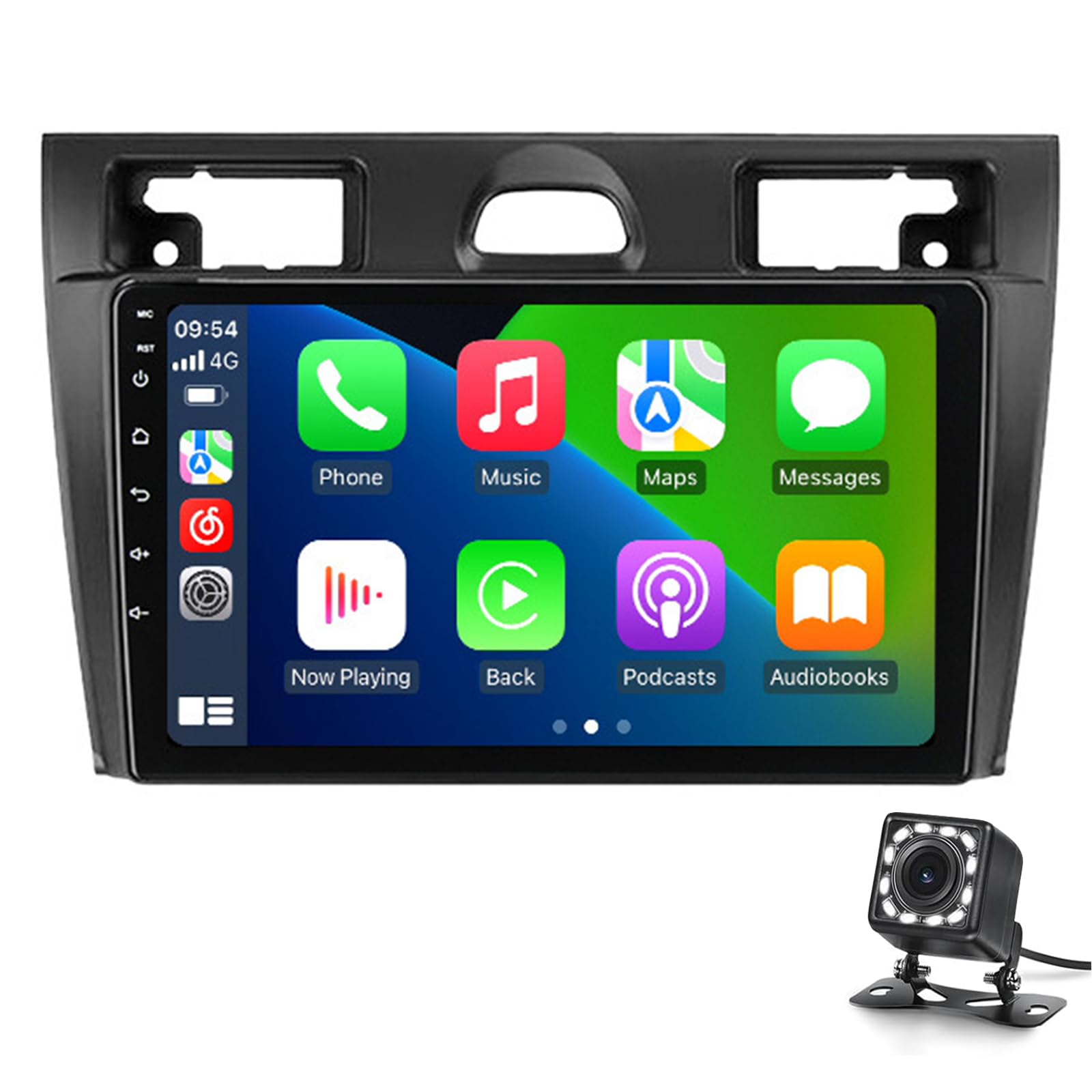 Keoaiob Auto Radio Für Ford Fiesta 2006-2011 Stereo Mit Drahtlosen Carplay Android Auto Android Car Stereo 9 "Touchscreen Bluetooth Radio GPS NAV Sat HiFi WiFi Fm Umkehrkamera(Size:4-Core 1+16G) von Keoaiob