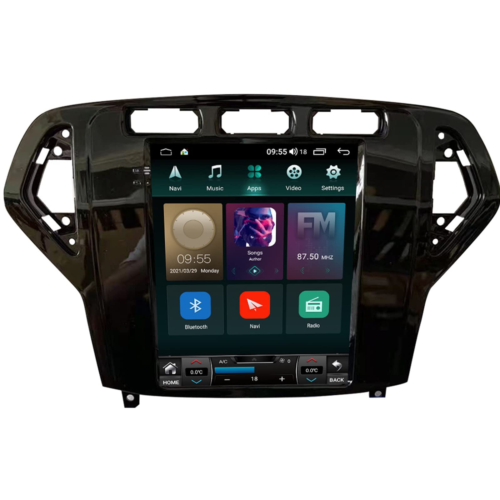 Keoaiob Auto Stereo 9,7 "4g LTE Vertical Screen Android 14 Car GPS Multimedia Video-Radio-Player Für Ford Mondeo 2007-2010 Jahre Navigation Wireless Carplay Bluetooth, Fm-audioempfänger(Color:M150S) von Keoaiob