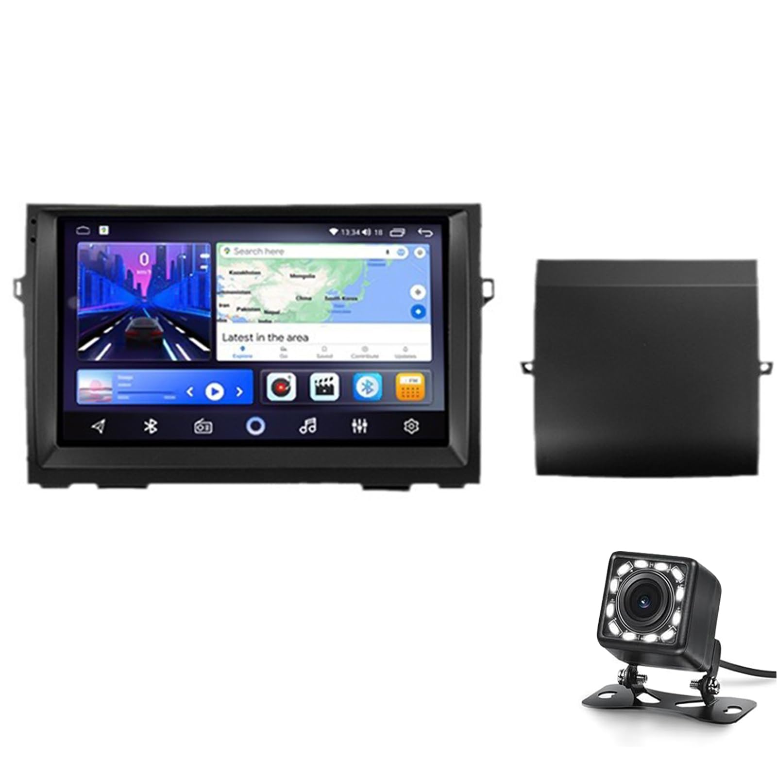 Keoaiob Auto Stereo Android 13.0 Radio Für Prius 2002-2009 GPS Sat Navigation 9 'Touchscreen DVD Multimedia Video Player Fm Bt-empfänger Mit Carplay 4g 5g WiFi SWC Kamera(Size:4G+64G) von Keoaiob