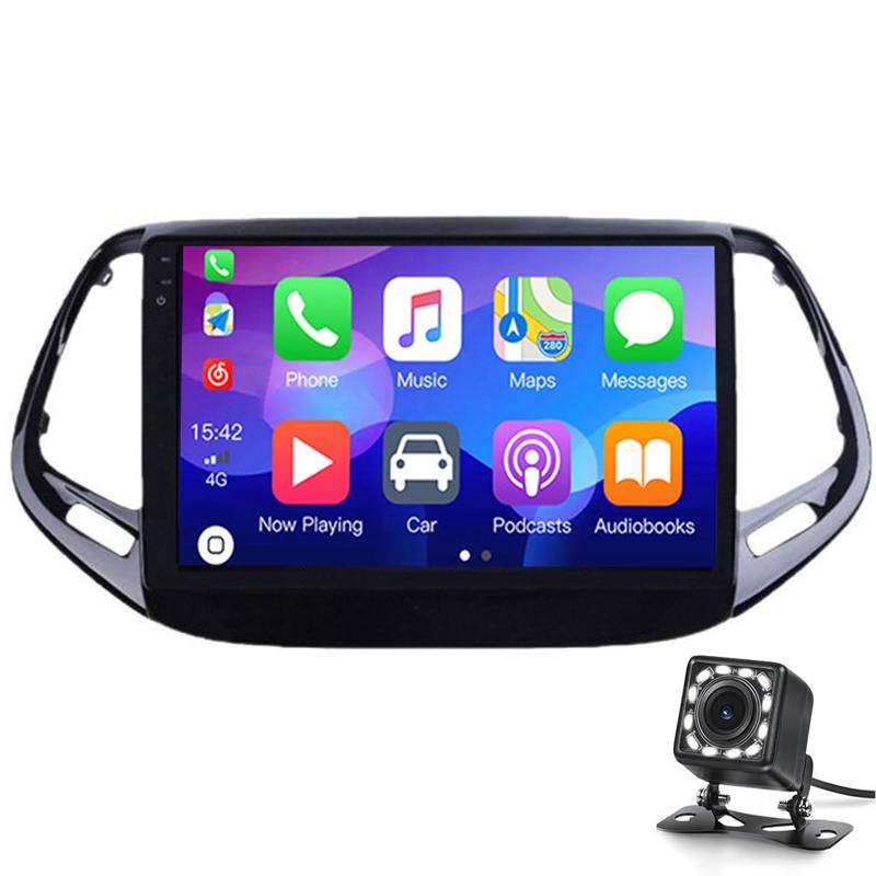 Keoaiob Auto Stereo Für J-eep Compass 2018-2019 Mit Drahtlosen Carplay Android Auto, Android 14 9 Zoll Touchscreen Car Radio GPS WiFi Bt Fm RDS Radio SWC Support Dvr Backup-Kamera(Color:M150S) von Keoaiob