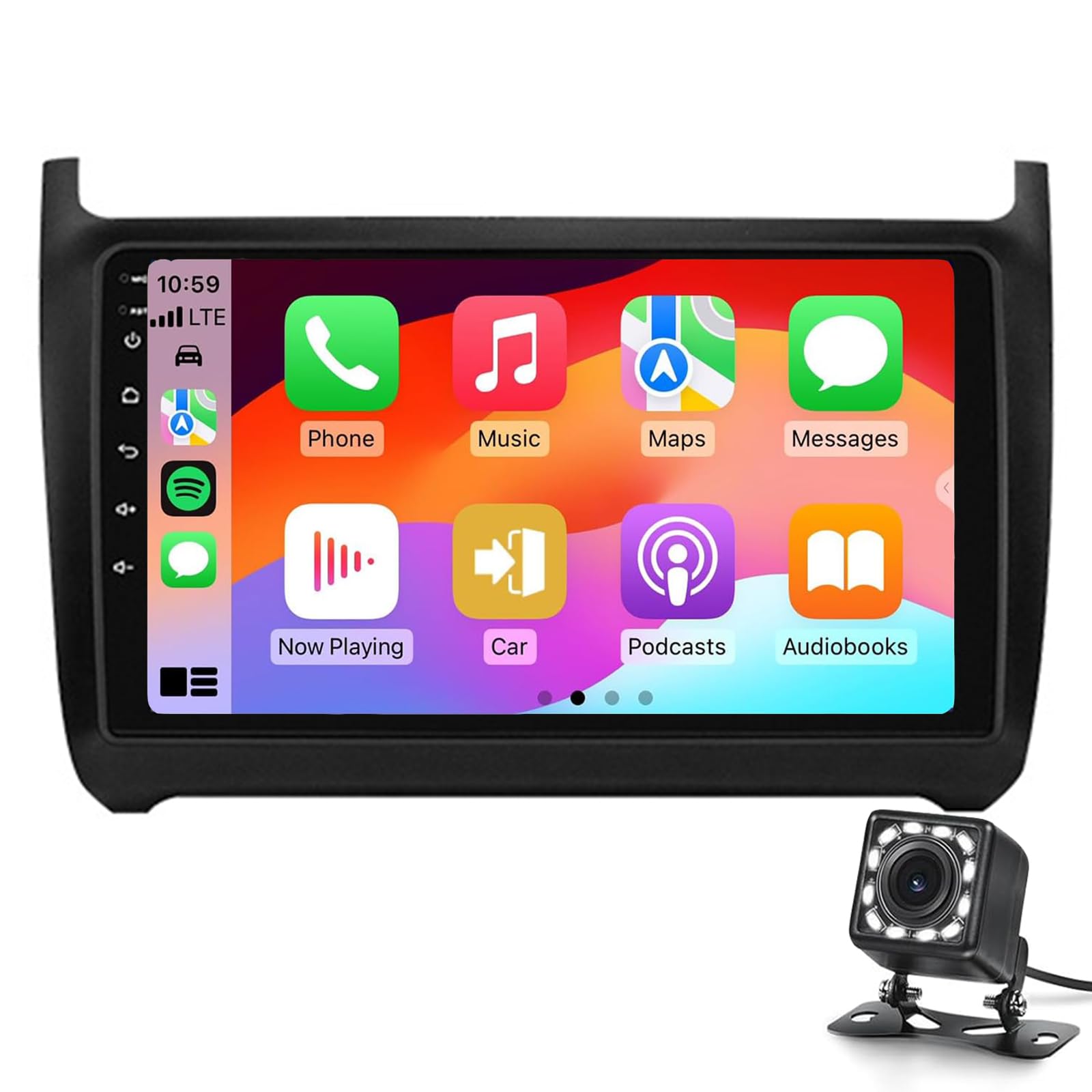 Keoaiob Für Volkswagen Polo 5 2008-2020 Autoradio Mit DAB Android 14 CarPlay, 9" Touchscreen GPS WiFi BT USB FM RDS, DSP-Radio Bluetooth GPS Navi SWC+Rückfahrkamera(Color:M2:1+32GB) von Keoaiob