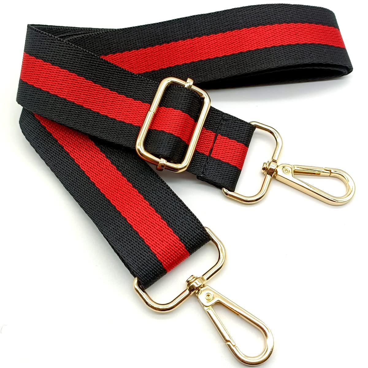 Verstellbarer Schultergurt Tasche Rot und Schwarz, Taschengurte zum Wechseln, Taschengurt Breit mit Karabiner Gold, 80-130 cm Tragegurt Tasche für Damen Umhängegurte, Moderne Handtasche, 3.8cm, 22 von Keriocusi