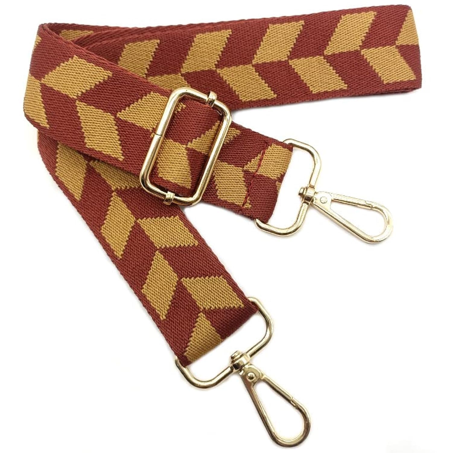 Verstellbarer Schultergurt Taschengurt Rot und Gelb, Taschengurte zum Wechseln, Taschengurt Breit mit Karabiner Gold, 80-130 cm Tragegurt Tasche für Damen Schulterriemen, Handtasche, 3.8cm, *2 von Keriocusi