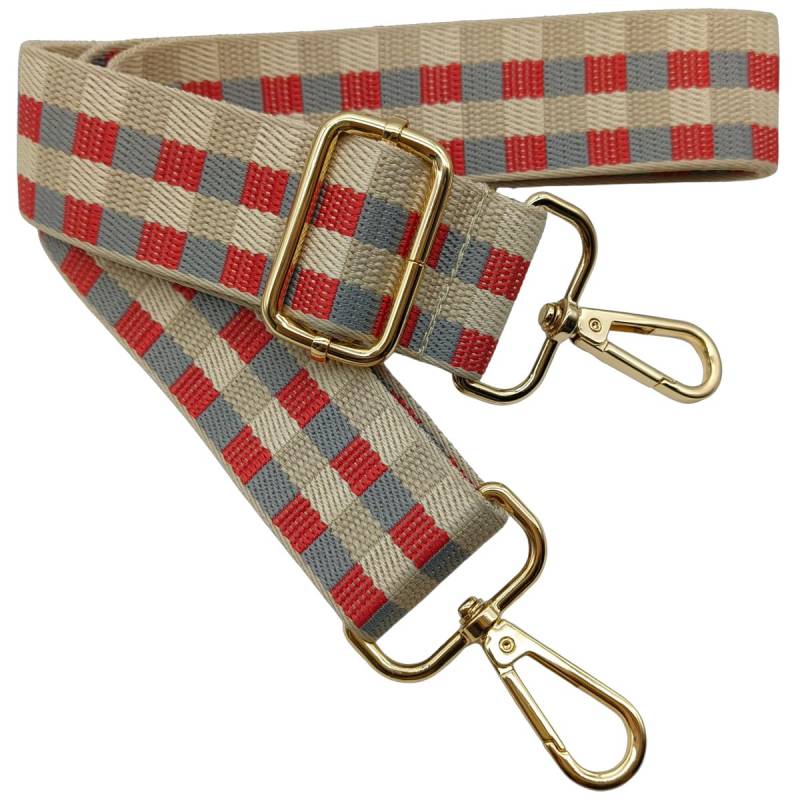 Verstellbarer Schultergurt für Taschen Beige Grau Rot, Taschengurte zum Wechseln, Taschengurt Breit mit Karabiner Gold, 80-130 cm Tragegurt Tasche für Damen Schulterriemen, Handtasche, 3.8cm, 1508 von Keriocusi