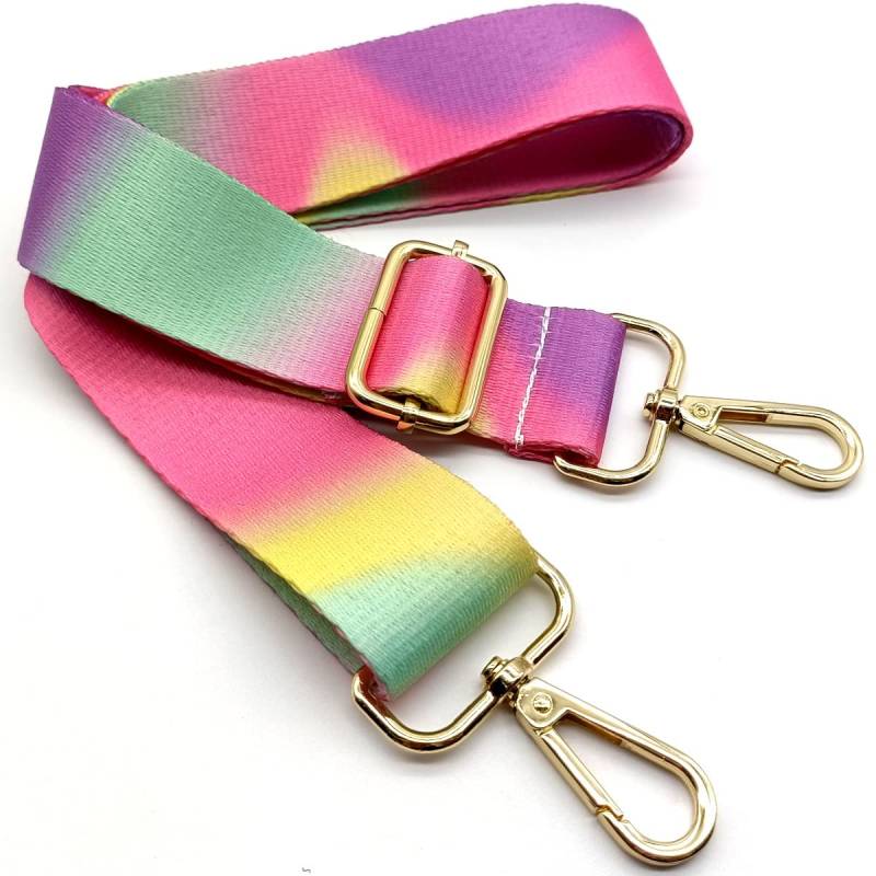 Verstellbarer Schultergurt für Taschen Regenbogen, Taschengurte zum Wechseln, Taschengurt Breit mit Karabiner Gold, 80-130 cm Tragegurt Tasche für Damen Umhängegurte, Moderne Handtasche, 3.8cm, 51 von Keriocusi