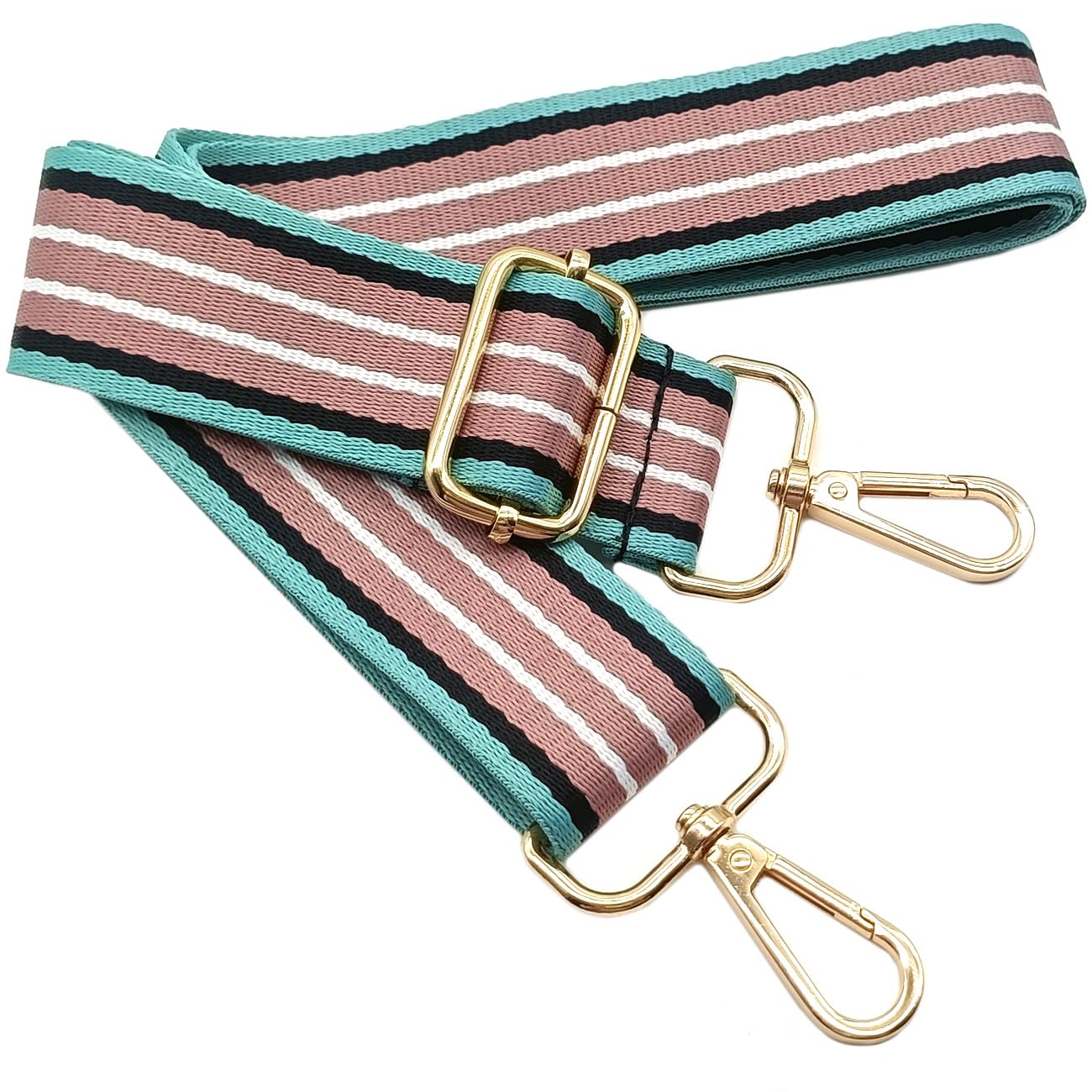 Verstellbarer Schultergurt für Taschen Rosa-Weiß-Grün, Taschengurte zum Wechseln, 80-130 cm Taschengurt Breit mit Karabiner Gold, Tragegurt Tasche für Damen Schulterriemen, Handtasche, 3.8cm, 1004 von Keriocusi