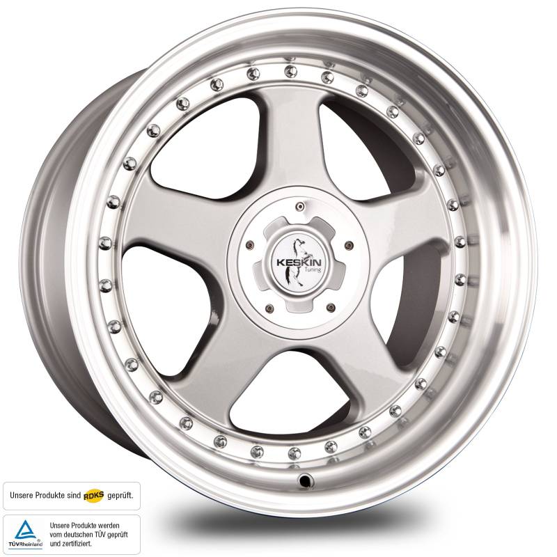 KESKIN KT1 SILVER LIP POLISH 10x17 ET20 5.00x112.00 Hub Hole 76.90 mm - Alu felgen von Keskin