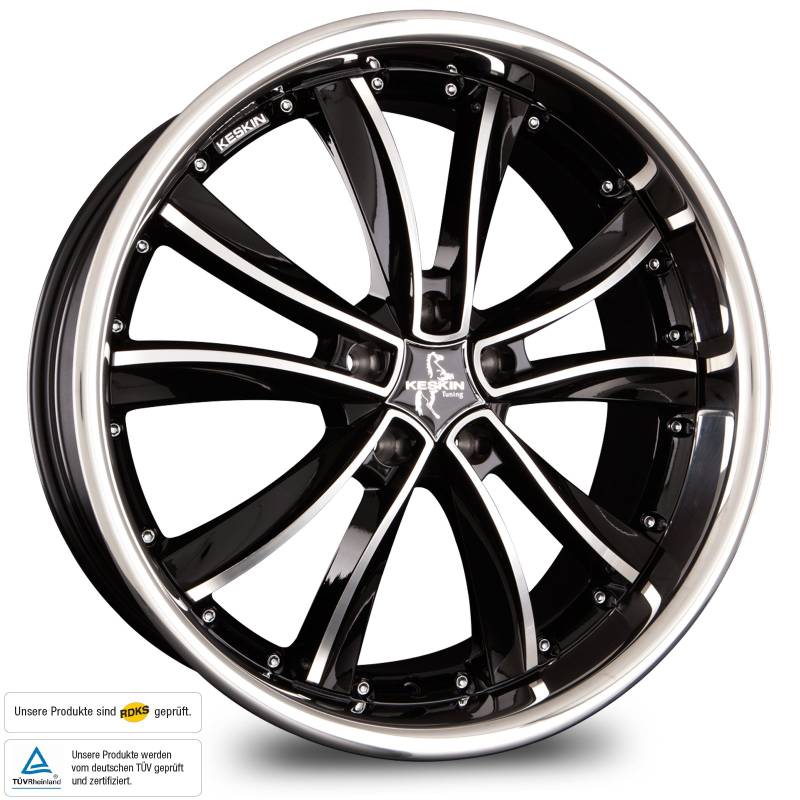 KESKIN KT13 BLACK FRONT POLISH 8x18 ET30 5.00x112.00 Hub Hole 66.50 mm - Alu felgen von Keskin