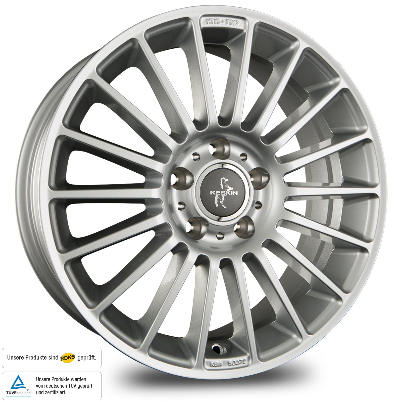 KESKIN KT15 SILVER PAINTED 7x17 ET40 5.00x114.30 Hub Hole 72.60 mm - Alu felgen von Keskin