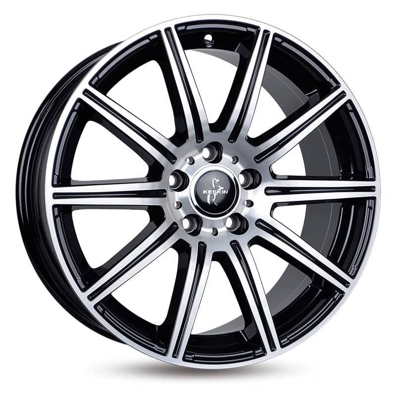 KESKIN KT16 BLACK FRONT POLISH 8x18 ET45 5.00x112.00 Hub Hole 66.60 mm - Alu felgen von Keskin