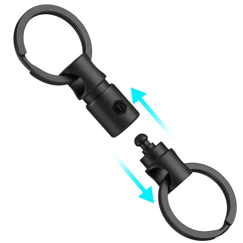 KeyUnity KA24 Abnehmbarer Schlüsselring-Anschluss, doppelendiger drehbarer Schlüsselbund aus Titan, drehbarer Schlüssel-Organizer-Linker für Karabiner (KA24BK) von KeyUnity