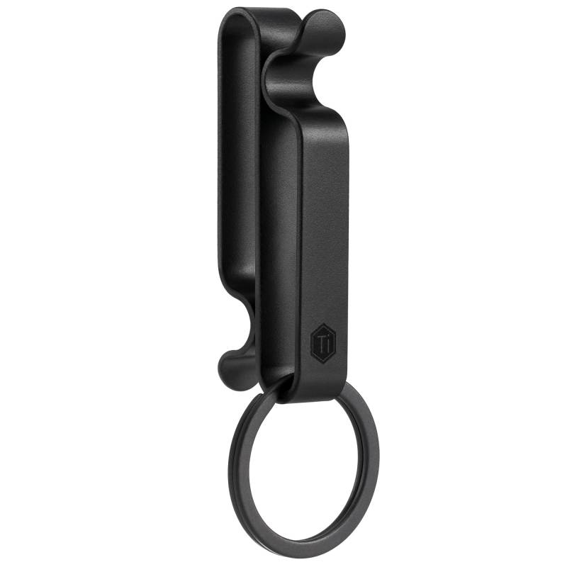 KeyUnity KM00 Gürtelclip Schnalle Schlüsselhalter, TC4 Titan Schlüsselanhänger Taktischer Schlüssel Karabiner Clip für 3,8-5,7cm Breite Dienstgürtel für Polizei und Feuerwehr (Schwarz) von KeyUnity