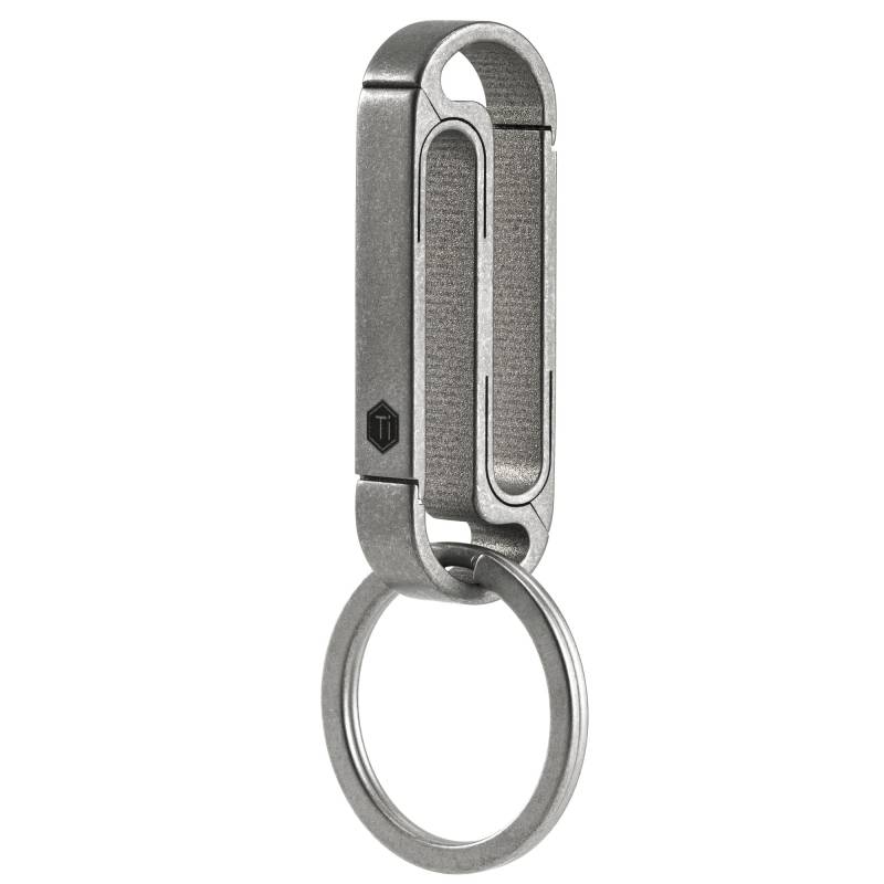 KeyUnity KM10 Doppelseitiger Karabiner-Schlüsselanhänger-Clip, EDC-Titan-Schnappschlüsselhalter für Gürtel (Sandgestrahlt) von KeyUnity