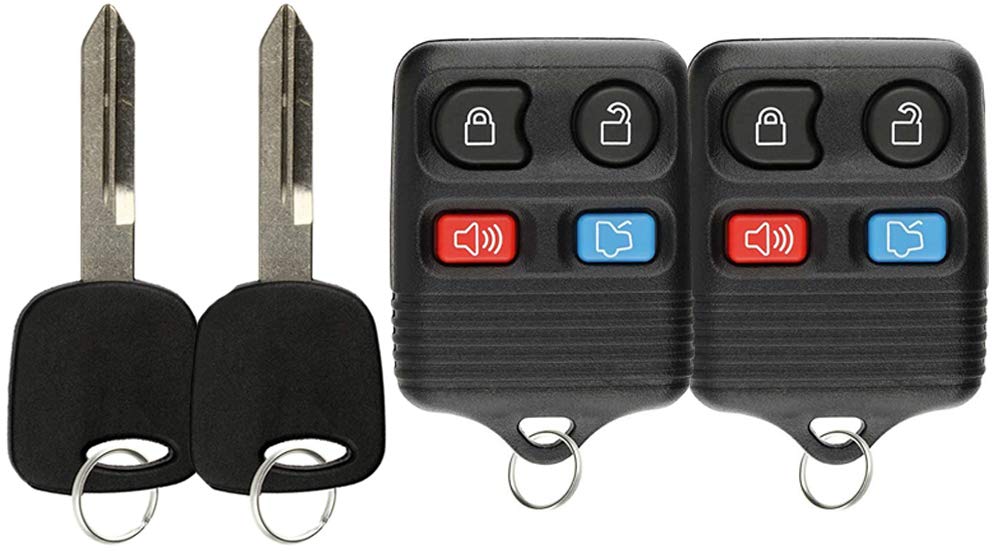 KeylessOption Keyless Entry Remote Fob Uncut Car Ignition Key For Ford Mustang Excursion Expedition Explorer Taurus Lincoln Navigator Town Car (Pack of 2) von KeylessOption