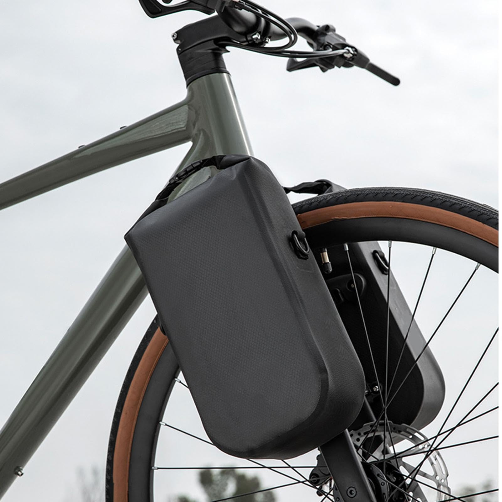 Keyubria Fahrradtasche Vordergabel, 5.5L Wasserdicht Vordergabel Tasche, Fahrradtasche Für Gepäckträger, Umhängetasche Schnellspanner Fahrradzubehör Für Mountainbike Rennrad Scooter von Keyubria