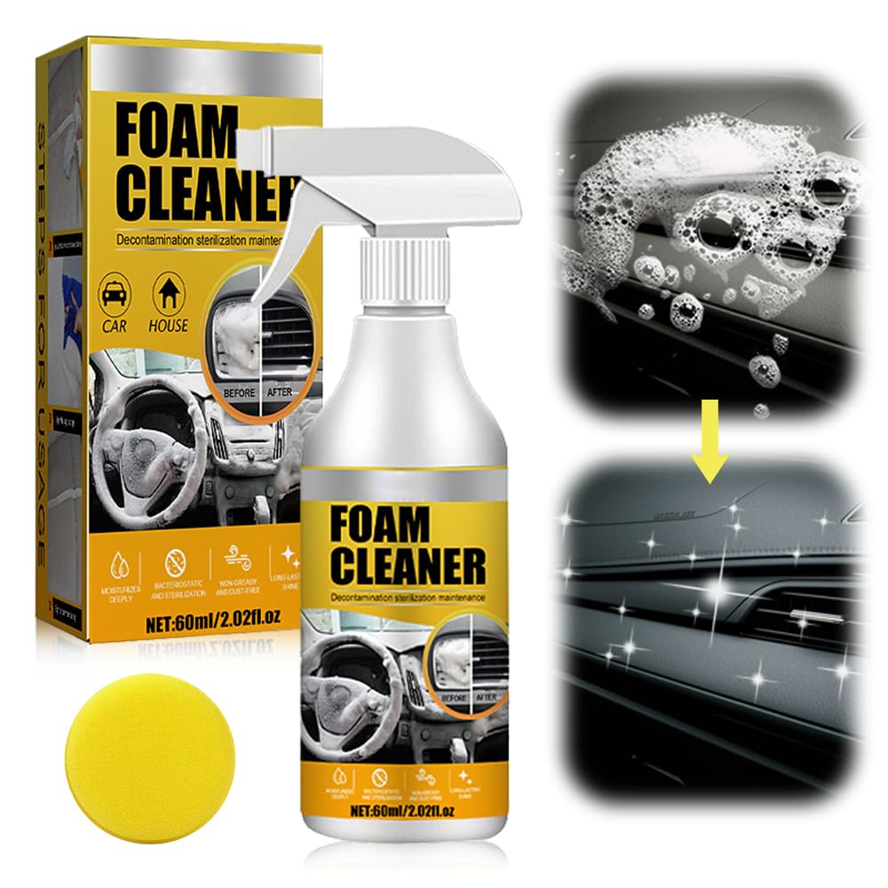 Kidmis Multi-Purpose Foam Cleaner, Schaumreiniger Auto, Car Innenraumschaumreinigungsmittel, Leistungsstarkes Fleckenentfernungsset, Multifunktion Schaumreiniger für Autoinnenraum, Haus, Küche (1pcs) von Kidmis