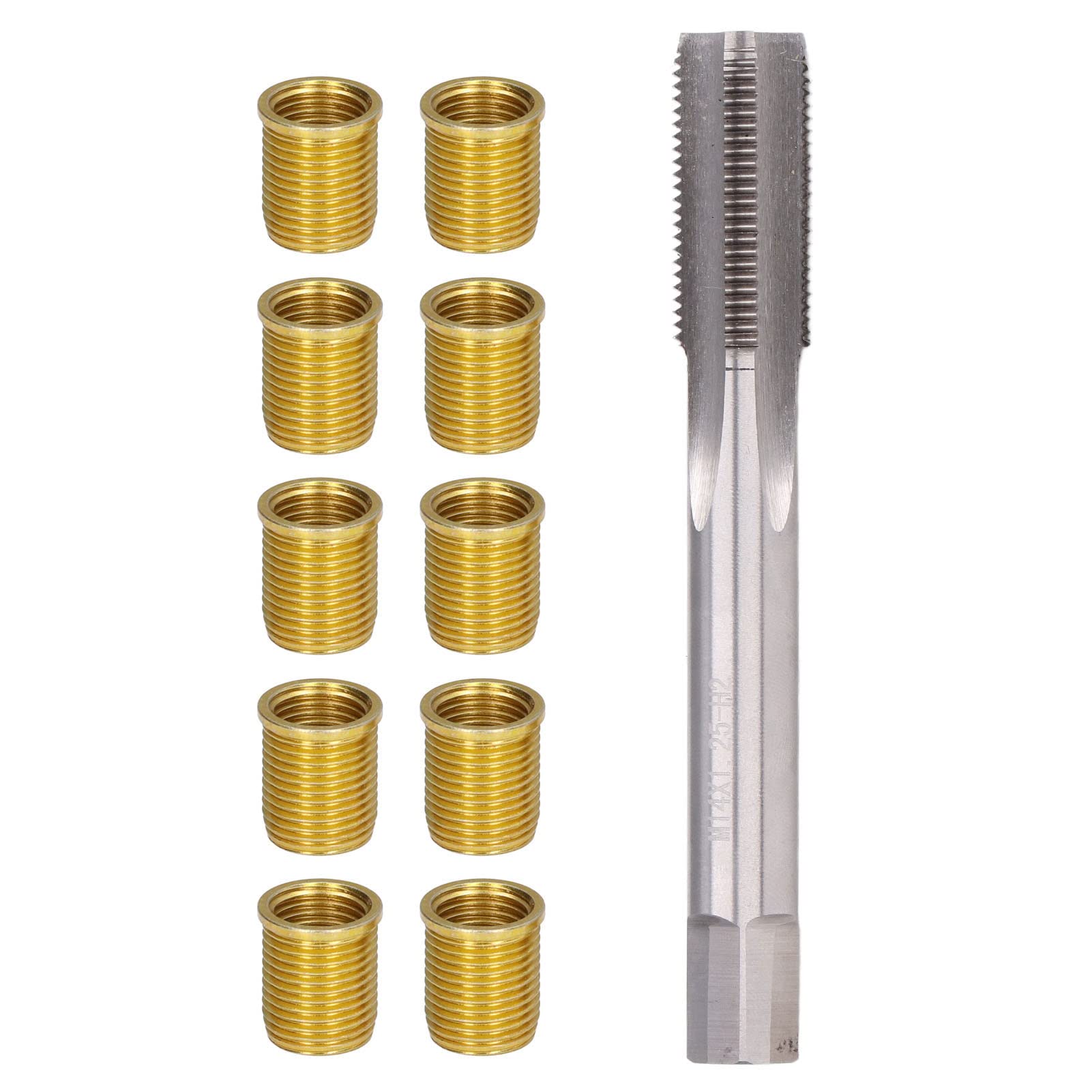 Kikumi 15×9×6 Gewindeloch-Reparaturwerkzeuge Metall M12x1. 25 Einsätze M14x1. 25 Gewindebohrer, 14 Mm, Wiedergefädelter Kit-Stopfen aus Stahl von Kikumi