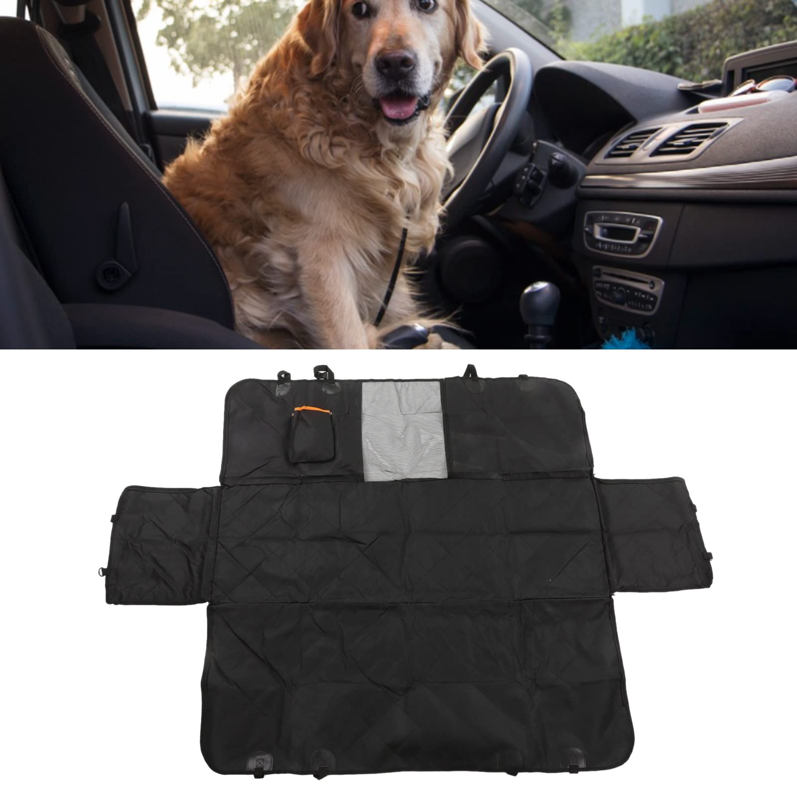 Kikumi Hunde-Autositzbezug, Wasserdicht, Oxford-Stoff, Atmungsaktiv, Bequem, Haustier-Auto-Hängematte, Schwarz von Kikumi