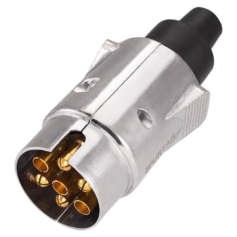 Spurtar 7 Poliger Anhänger Stecker 12V, Anhänger Adapter Aluminium Anhängeranschluss Klingenstecker Anhängerkupplungsstecker Anhängerstecker europäische Norm Anhänger ZubehörA von Spurtar