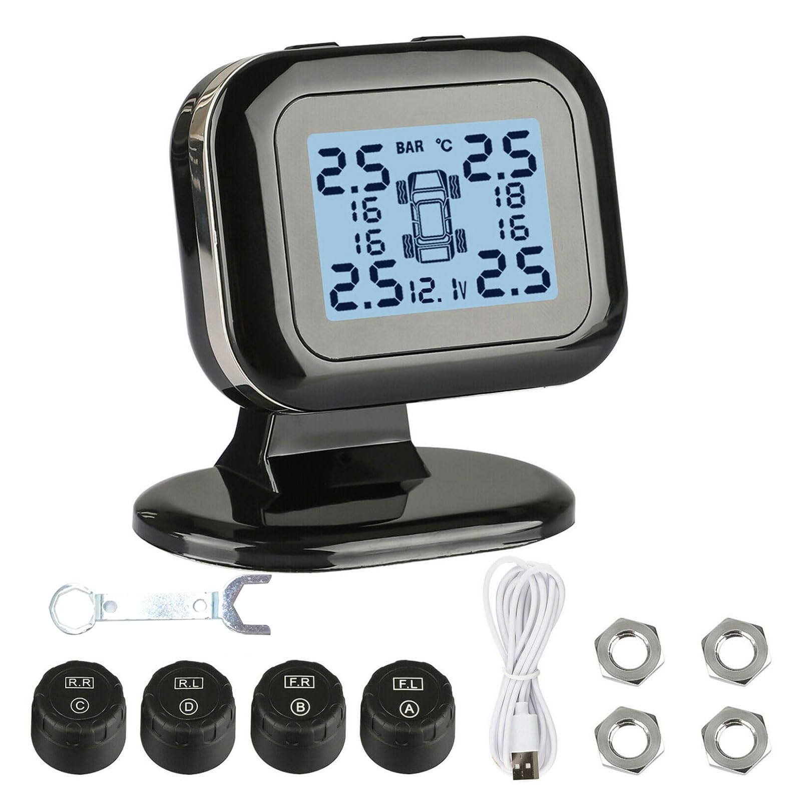 Kingke SUV Auto Reifendruckwarnung TPMS USB Sicherheitsalarm Reifen mit 4 externen LCD-Display von Kingke