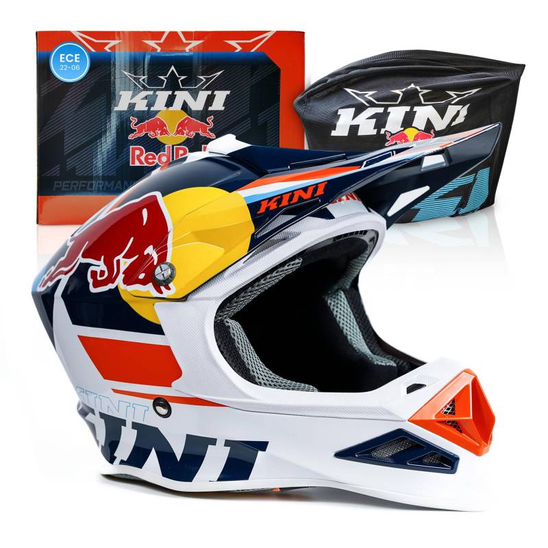 Kini Red Bull Motocross Helm Herren [Premium] Geprüfter Motorradhelm für Renneinsatz - Crosshelm auch als Enduro Helm oder Downhill Helm einsetzbar - Motocross Helm für Brillenträger geeignet S von Kini