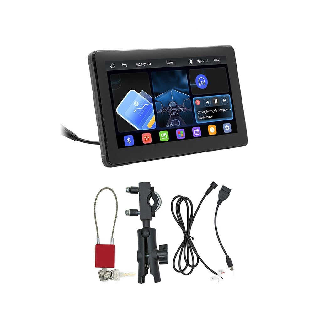 Kioball 7-Motorrad-Dashkamera, DVR, Auto-GPS-Navigator, Hochauflösender IPS-Bildschirm, Dual-Bluetooth-Carplay, Auto-MP5-Player von Kioball