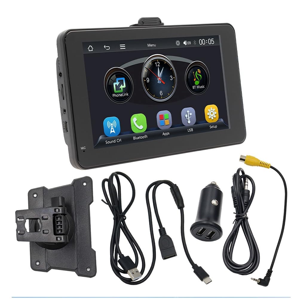 Kioball Auto 7 Bluetooth Tragbarer Bildschirm GPS Navigation Display Wireless Carplay Android Auto MP5 Player Fahrrekorder von Kioball