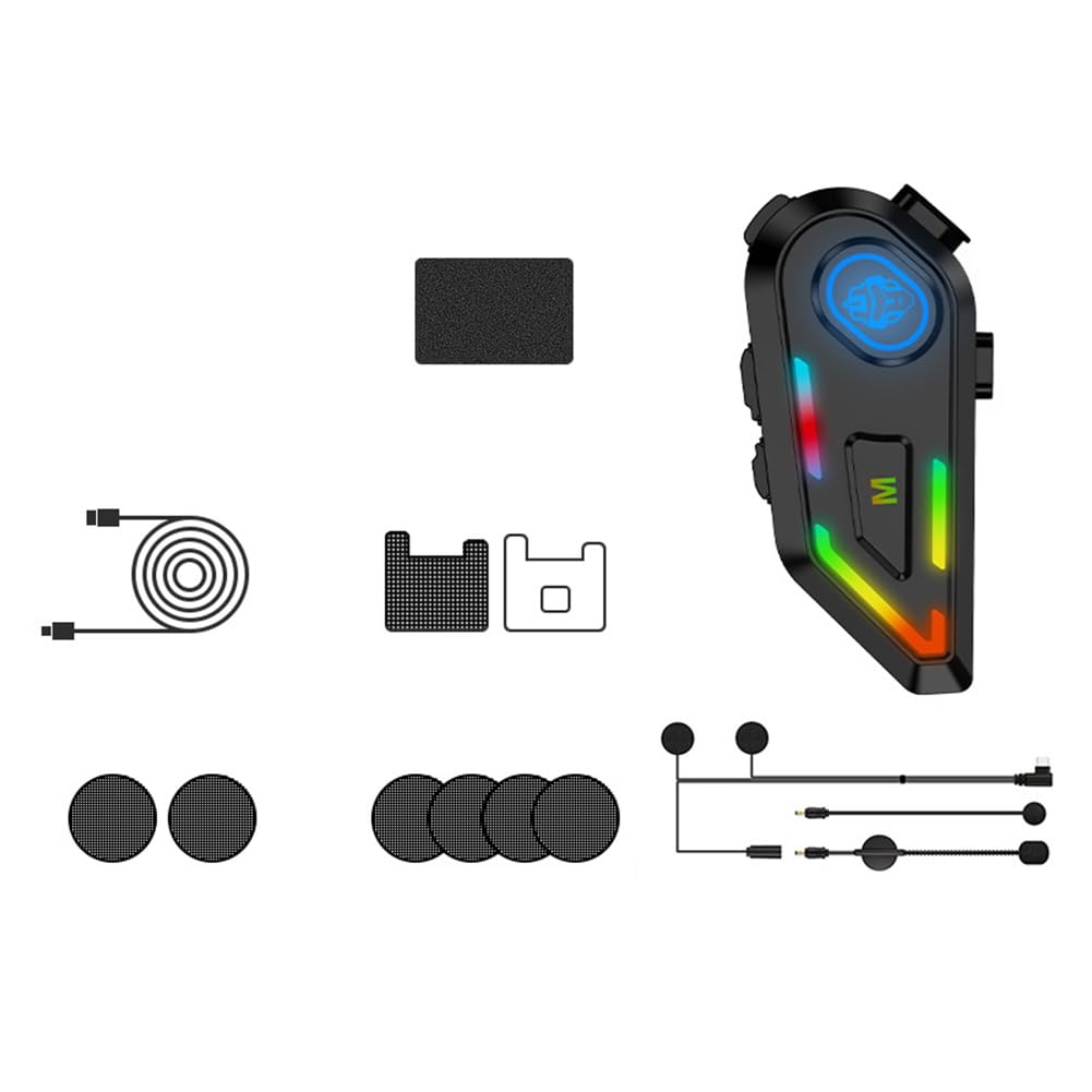 Kioball Bluetooth 5.4 Helm-Headset, Kabellose Freisprecheinrichtung, Telefon-Kit, Wasserdicht, für Motorrad, Kopfhörer, Musik-Player, Lautsprecher von Kioball