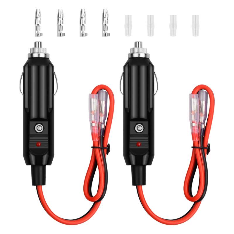 2 Stück Zigarettenanzünder Stecker 24V/24V Adapter mit Stromversorgung Kordel LED Lichter Für Auto Inverter, Luftpumpe, Elektrische Tasse, 30cm Kabel von Kioiner