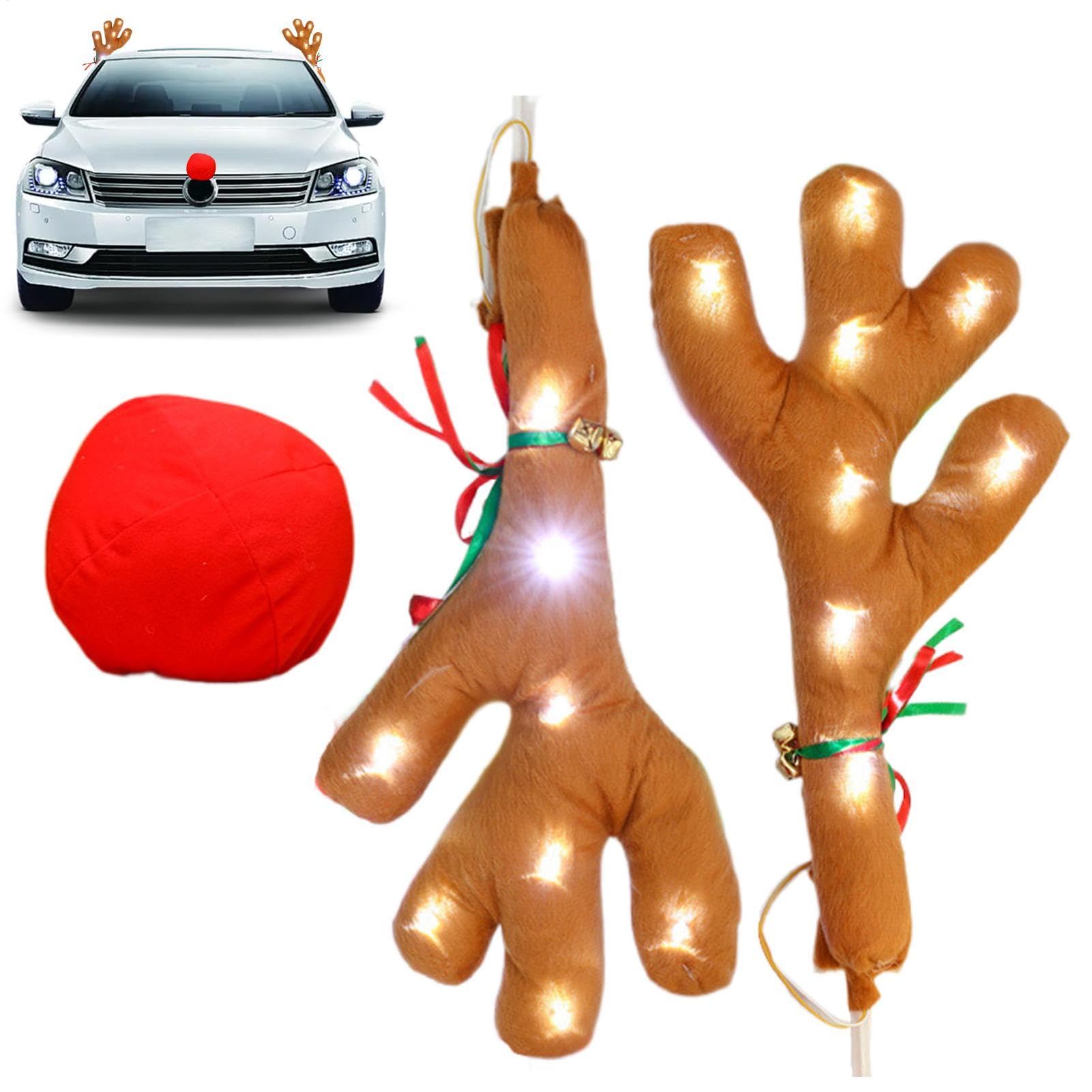 Kioriur Weihnachtliches Rentiergeweih Set, Rentierauto-Set | Niedliches Hirschautozubehör | Urlaubsautozubehör von Kioriur