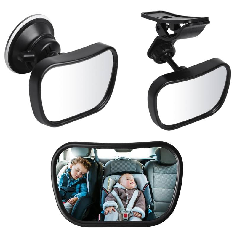 360° Auto Rückspiegel fur Baby, Baby Rücksitzspiegel, Spiegel Auto Baby, Baby Mirror, Spiegel Auto Baby Rückbank, Baby Autospiegel, Schwarz von kissral