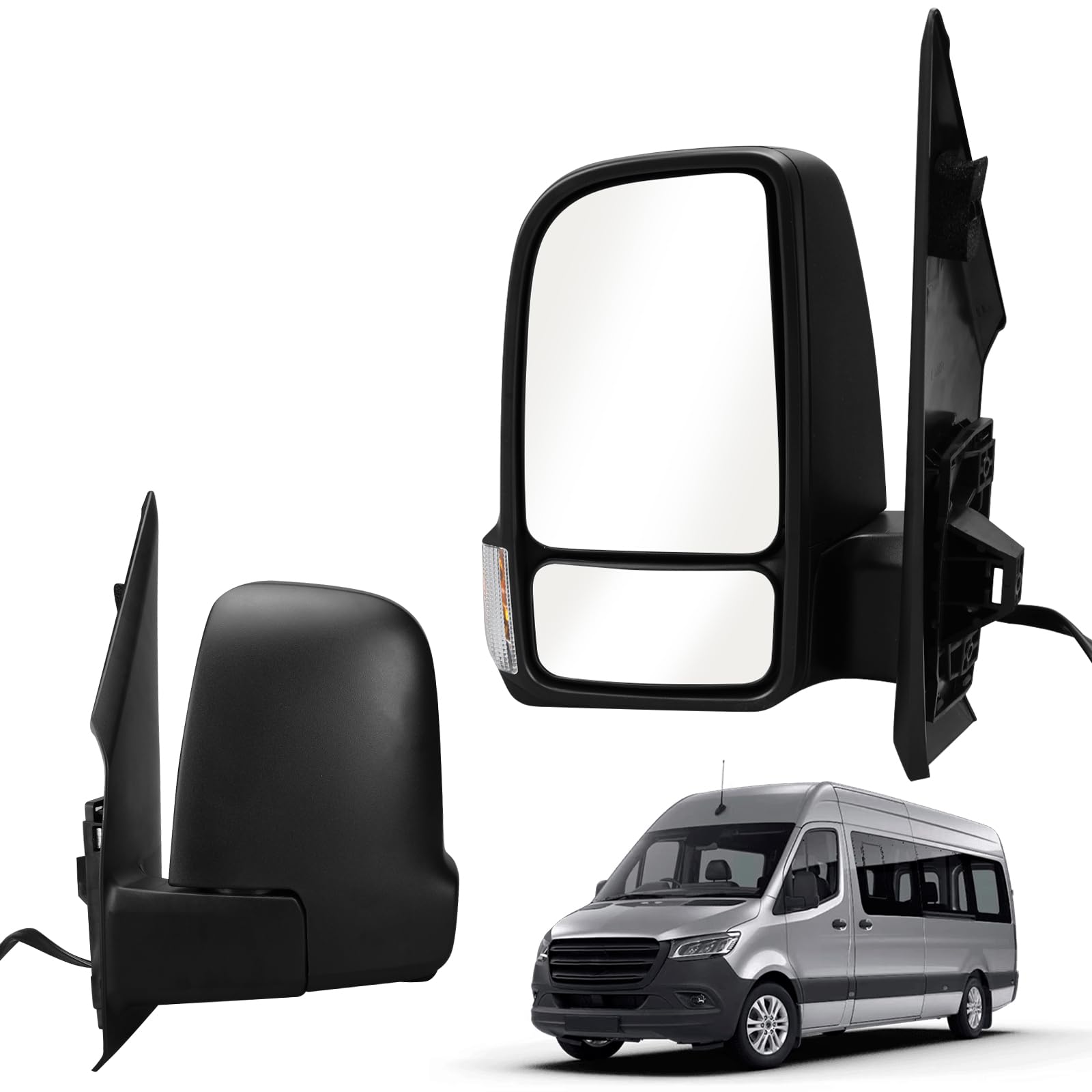 Außenspiegel Spiegel Links Ersatz für 2019-2024 Mercedes Sprinter W907 W910 VS30 Elektrisch, Seitenspiegel Komplettsets mit Konvex Beheizt Glas, Ersatz OE#A9108108901 von Kistrba