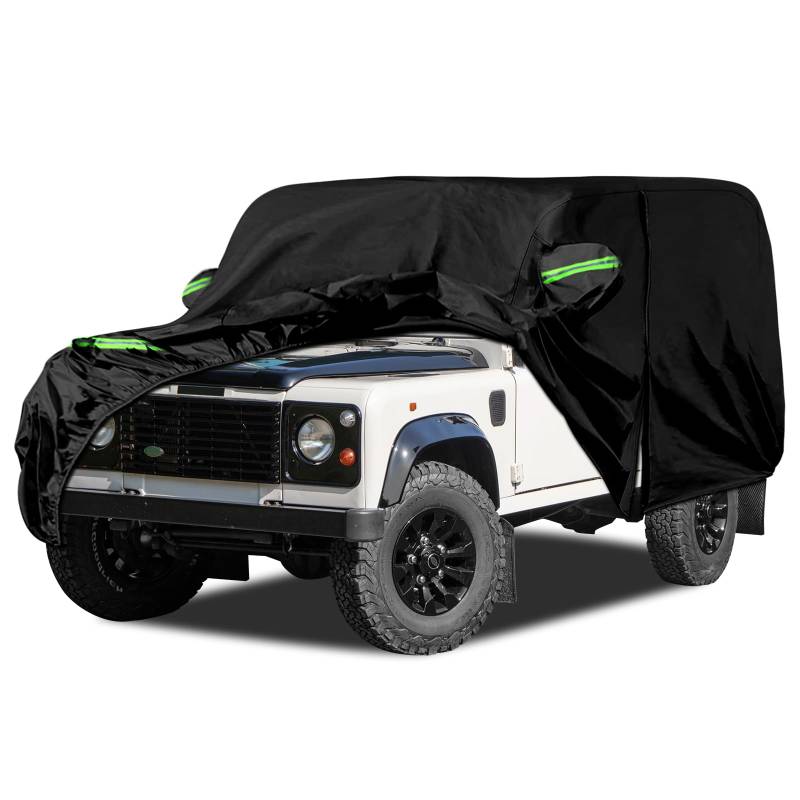 Autoabdeckung wasserdicht Passend für Land Rover Defender 110 1990-2016, Vollgarage Auto Abdeckplane Autoplane, Autoabdeckung Outdoor Winter Sommer für Sonne Schnee Regen Staub Schutz von Kistrba