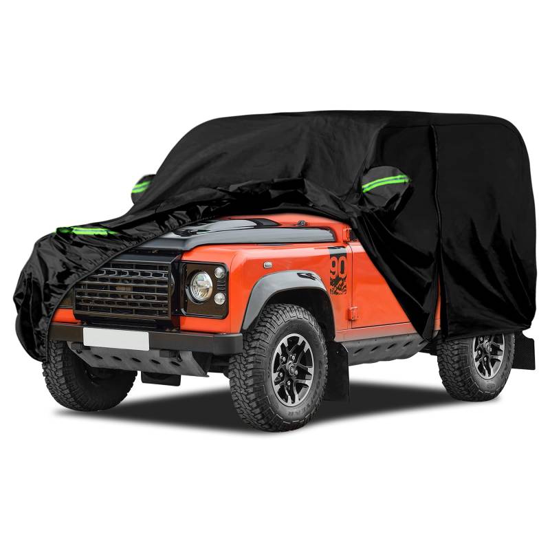 Autoabdeckung wasserdicht Passend für Land Rover Defender 90 1990-2016, Vollgarage Auto Abdeckplane Autoplane, Autoabdeckung Outdoor Winter Sommer für Sonne Schnee Regen Staub Schutz von Kistrba