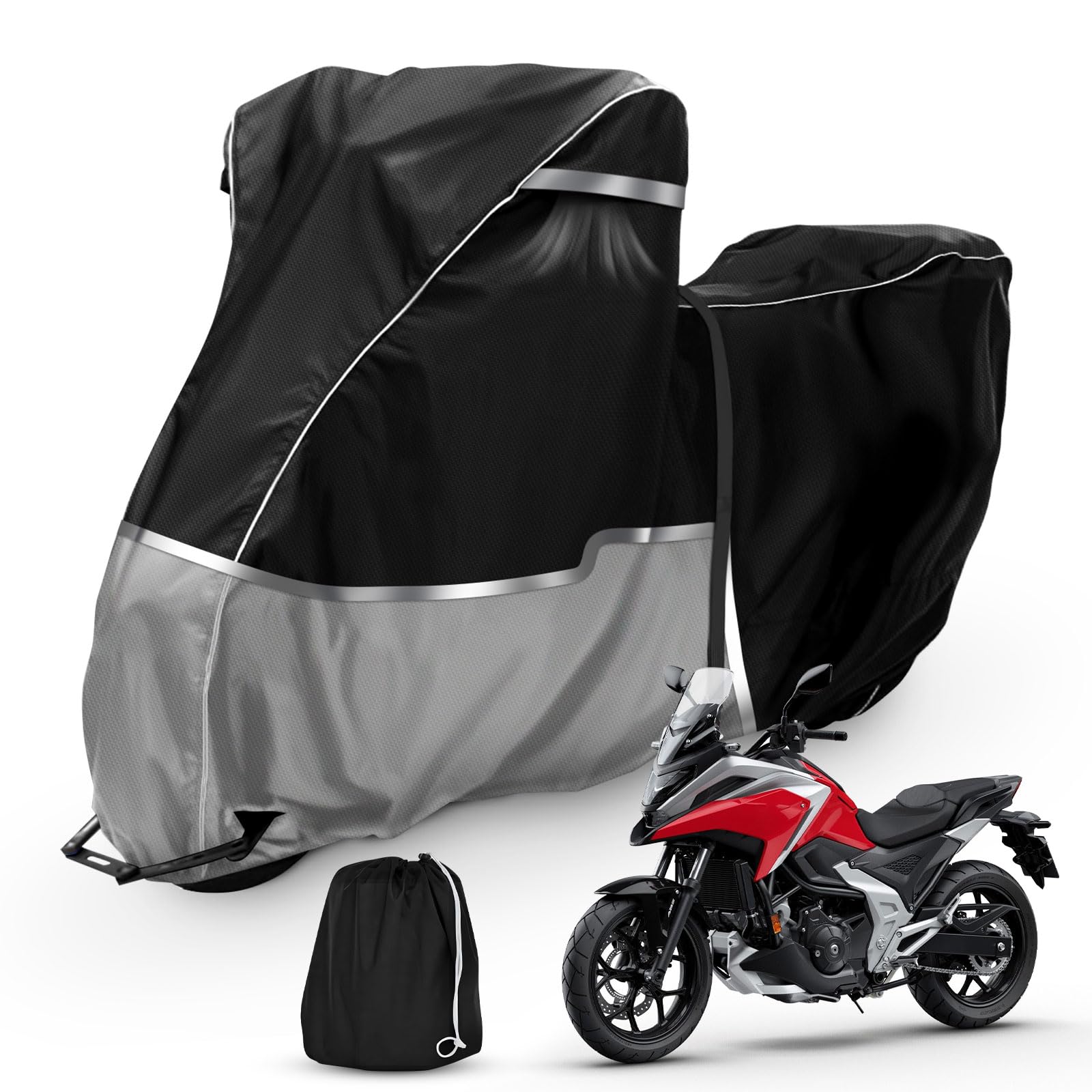 Motorrad Abdeckplane Kompatibel mit Honda Adventure Model, Africa Twin, NC750X/CB500X 420D Oxford Outdoor Motorradabdeckung Wasserdicht Winterfest, mit Elastische Schnur und Winddichte Schnalle von Kistrba