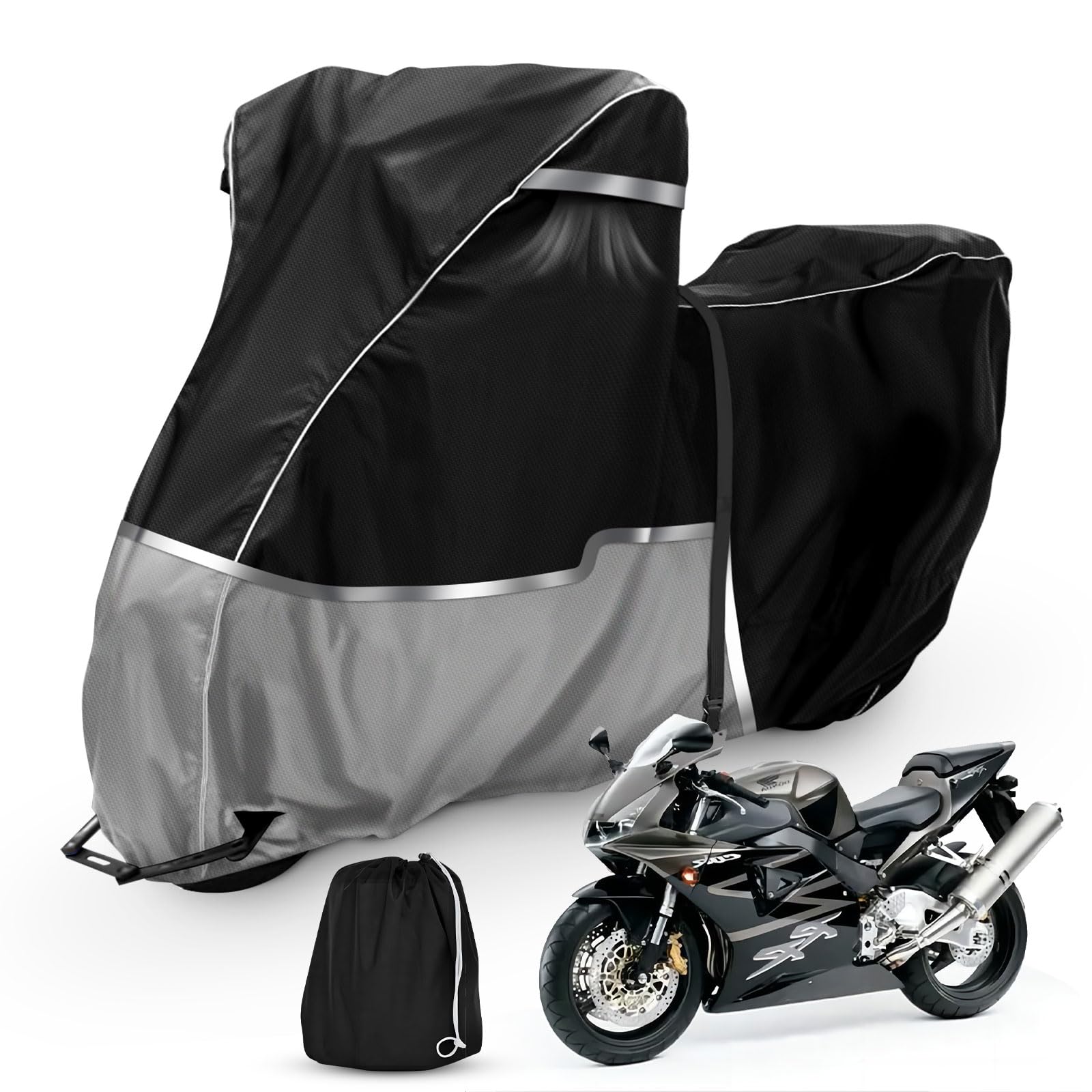 Motorrad Abdeckplane Kompatibel mit Honda Sport/Standard Models, CBR 650R/CBR 1000RR, 420D Oxford Outdoor Motorradabdeckung Wasserdicht Winterfest, mit Elastische Schnur und Winddichte Schnalle von Kistrba