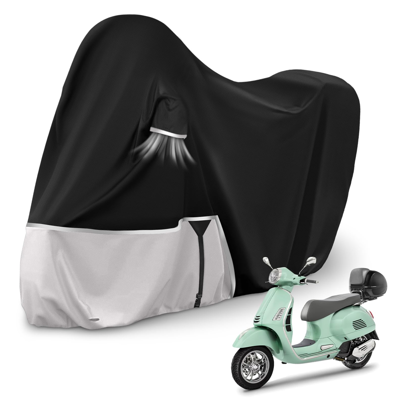 Motorradabdeckung Outdoor passend für Piaggio Vespa GTV GTS GT60/125/200/250/300 (Mit Kofferraum), Wasserdicht Motorrad Abdeckplane Abdeckung 420D Oxford-Stoff Motorrad Abdeckung von Kistrba