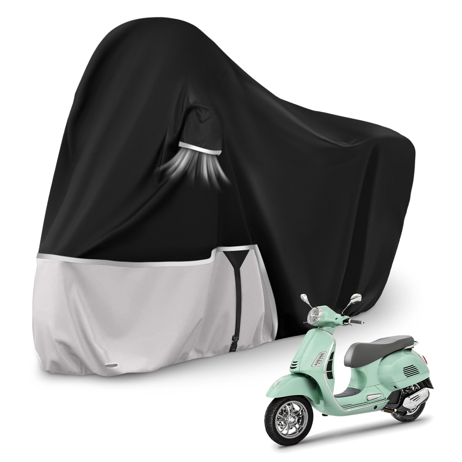 Motorradabdeckung Outdoor passend für Piaggio Vespa GTV GTS GT60/125/200/250/300 (Ohne Kofferraum), Wasserdicht Motorrad Abdeckplane Abdeckung 420D Oxford-Stoff Motorrad Abdeckung von Kistrba